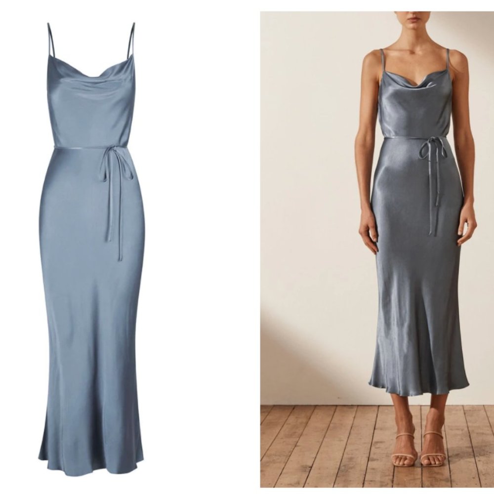 NWT Shona Joy Blue Smoke Midi Size 4